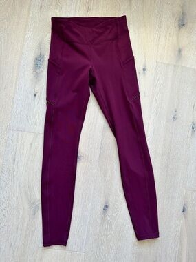 Lululemon Fast & Free High-Rise Burgundy Athletic Leggings